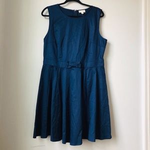 Maison Jules Navy Bow-Detail Fit & Flare Dress 14